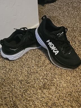 Hoka Black and White Bondi Running Sneakers